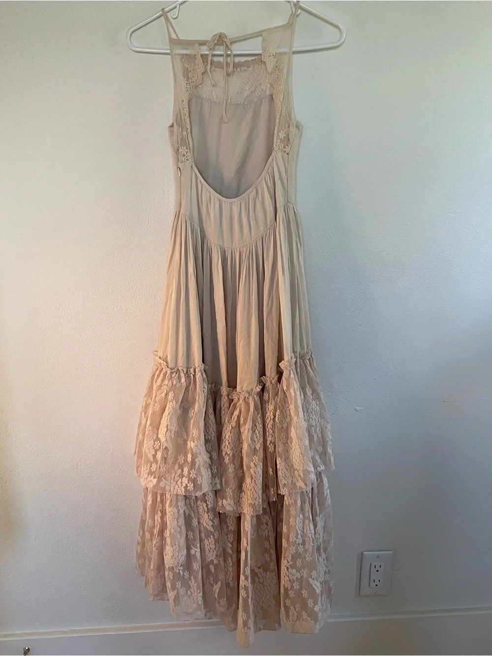 Girls' Lace Tiered Formal Dress in Cream